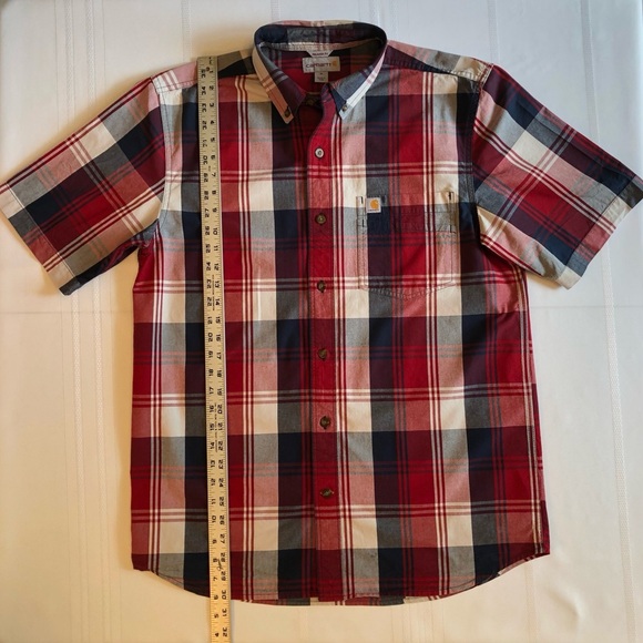 Carhartt Red/Tan/Blue Casual Button Down Relaxed Fit Shirt Size M - Picture 5 of 8